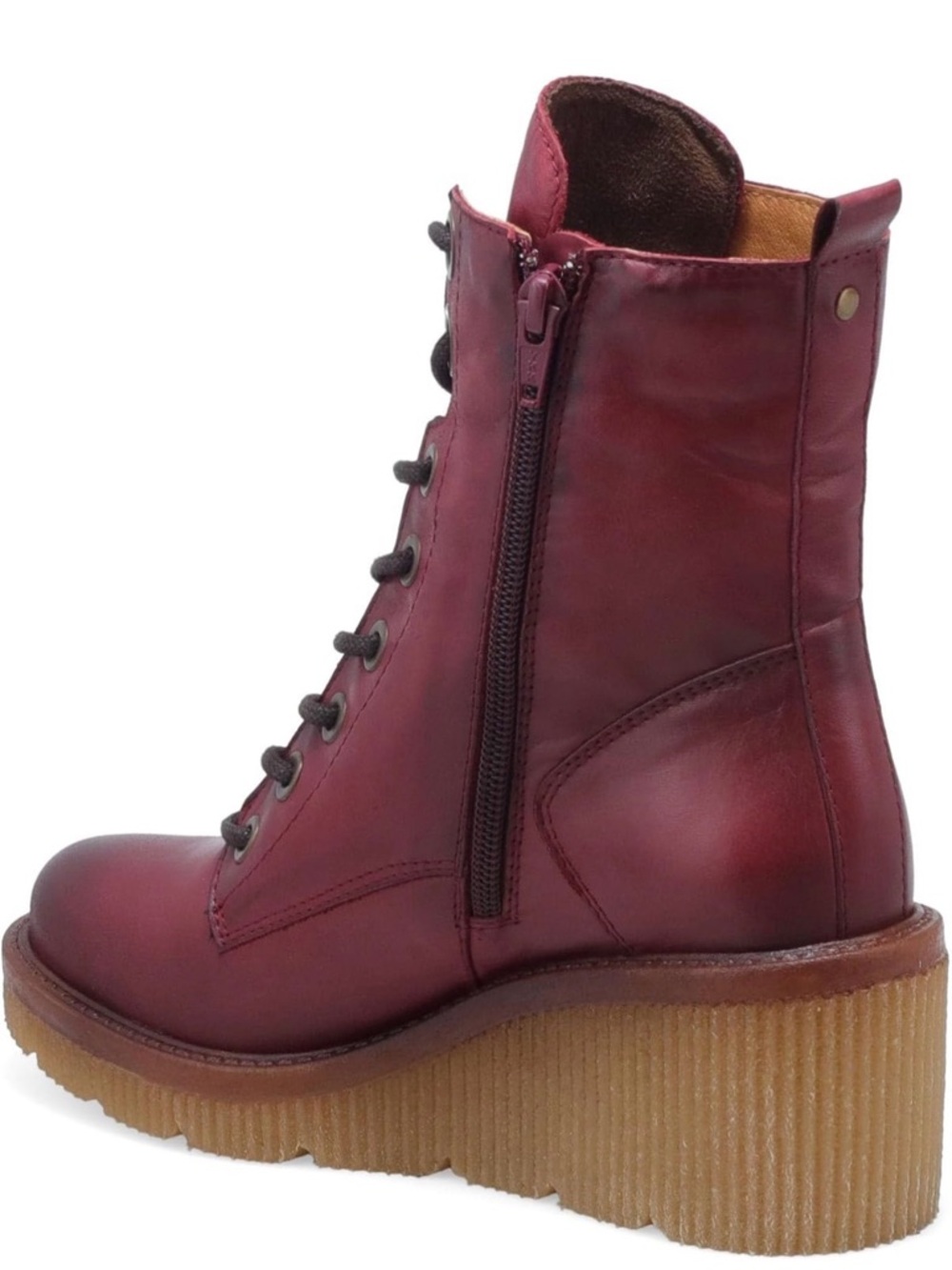 Miz Mooz Adrienn Lace-Up Women's Wedge Bootie Burgundy - Picture 4 of 4